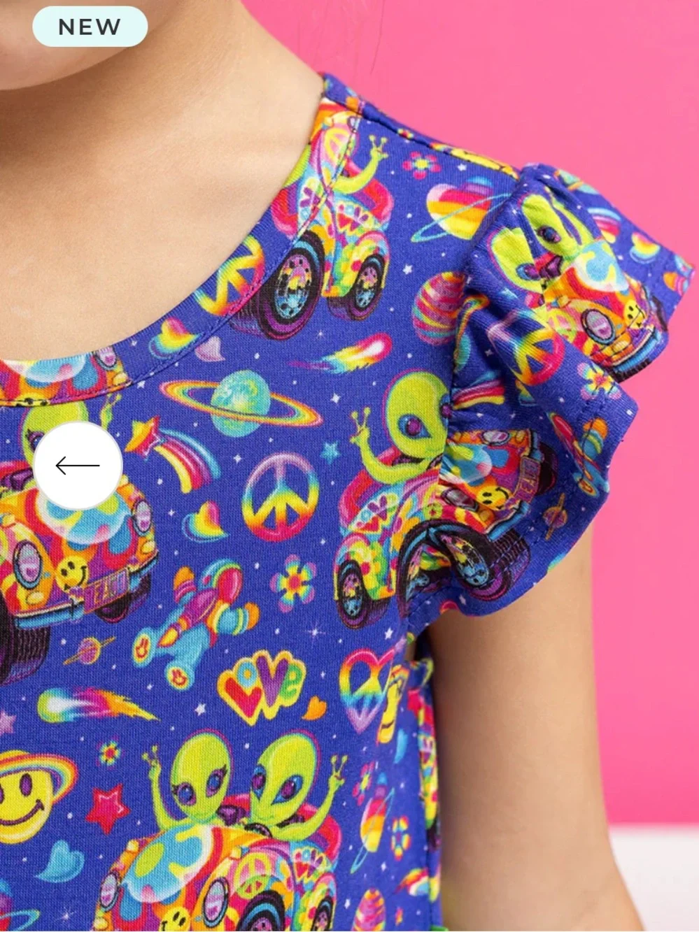 Posh Peanut Lisa Frank Zoomer & Zorbit Ruffled Cap Sleeve Tulle Dress